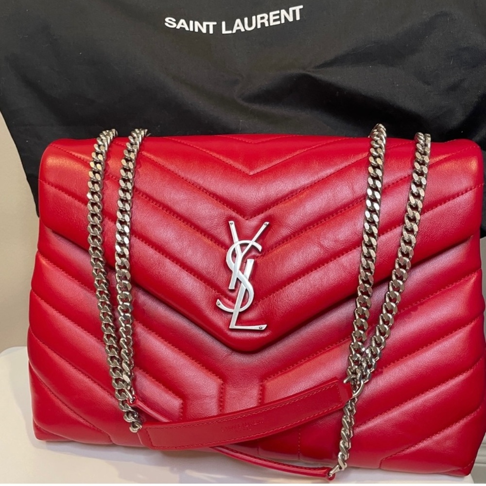 YSL Yves Saint Laurent Medium “LouLou” Bag Red